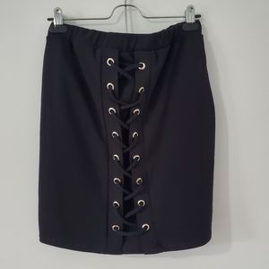 Black laceup skirt